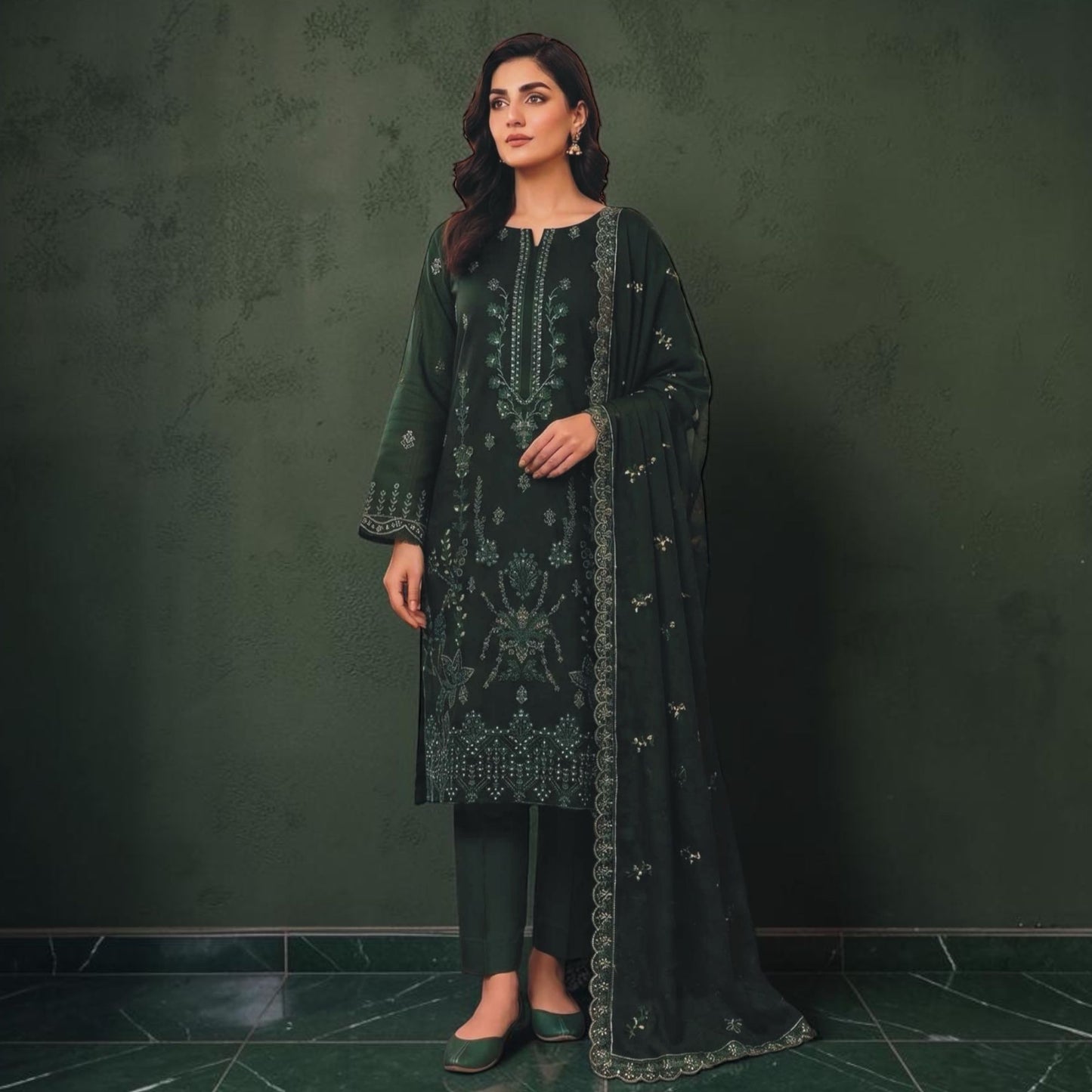 BAREEZE 3 PIECE - EMBROIDERED LAWN SUIT