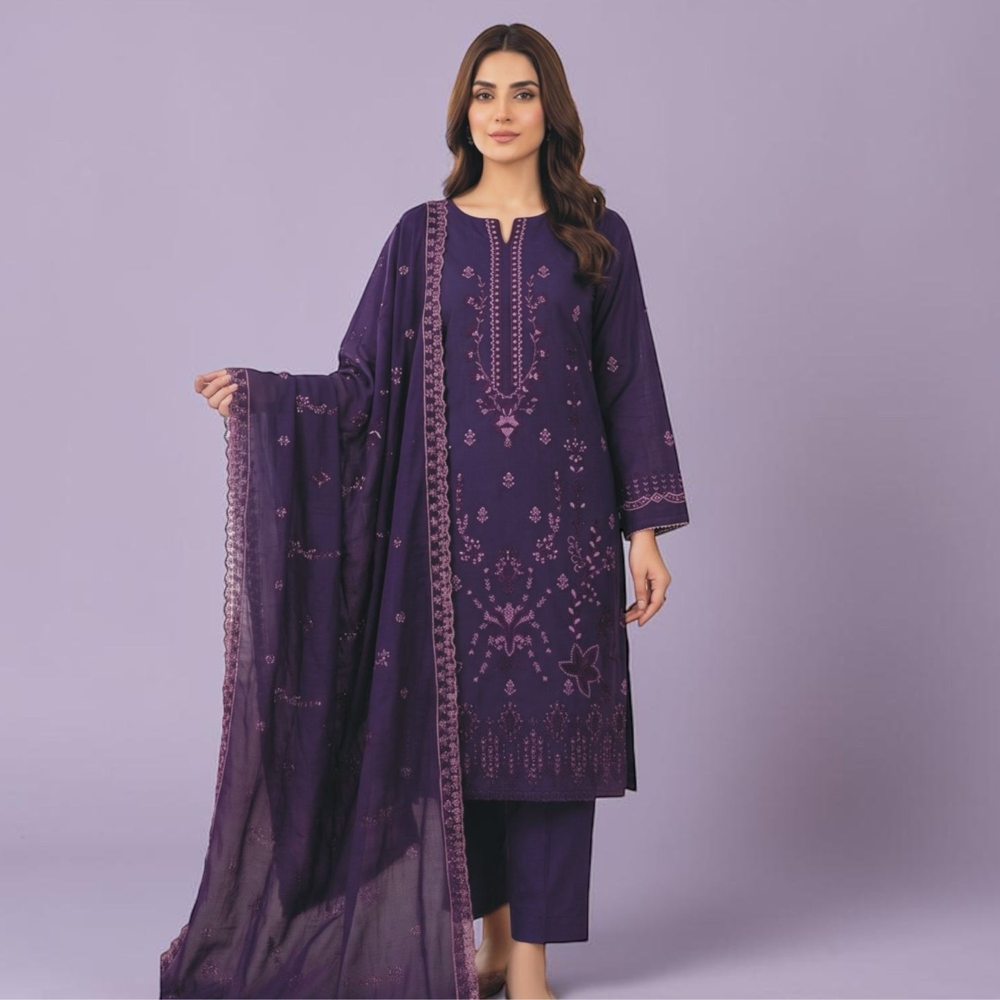 BAREEZE 3 PIECE - EMBROIDERED LAWN SUIT