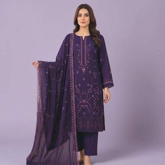 BAREEZE 3 PIECE - EMBROIDERED LAWN SUIT