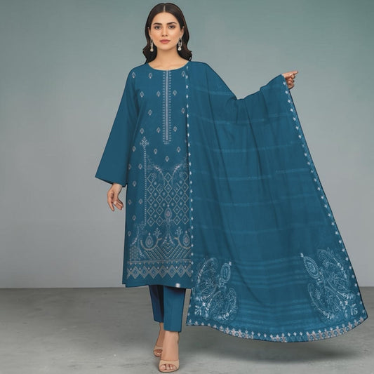 BAREEZE 3 PIECE - EMBROIDERED LAWN SUIT - DESIGN 2