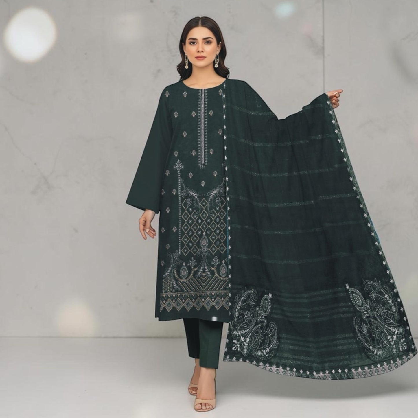 BAREEZE 3 PIECE - EMBROIDERED LAWN SUIT - DESIGN 2