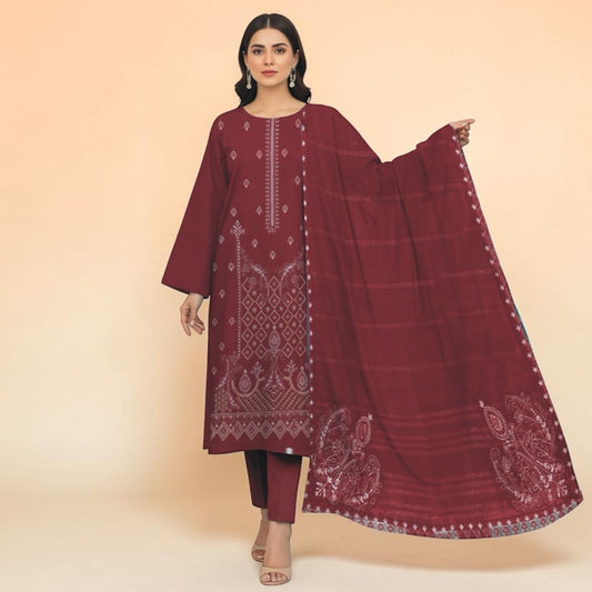 BAREEZE 3 PIECE - EMBROIDERED LAWN SUIT - DESIGN 2