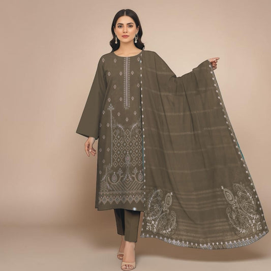 BAREEZE 3 PIECE - EMBROIDERED LAWN SUIT - DESIGN 2