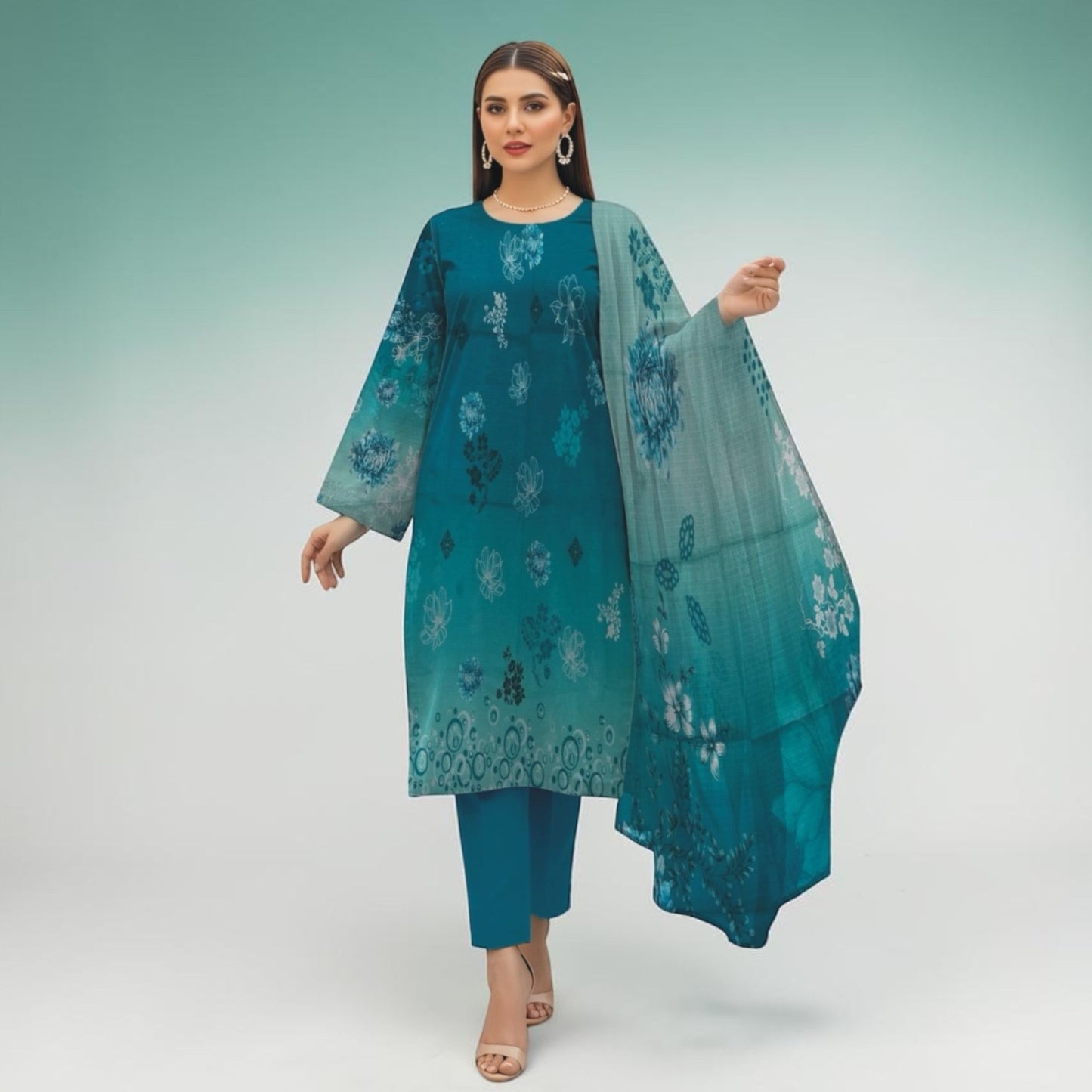 ALKARAM 3 PIECE - ZARI LAWN SUIT - BANA DORIA