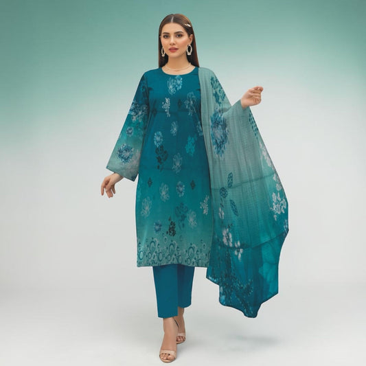 ALKARAM 3 PIECE - ZARI LAWN SUIT - BANA DORIA