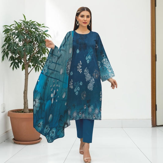 ALKARAM 3 PIECE - ZARI LAWN SUIT - BANA DORIA