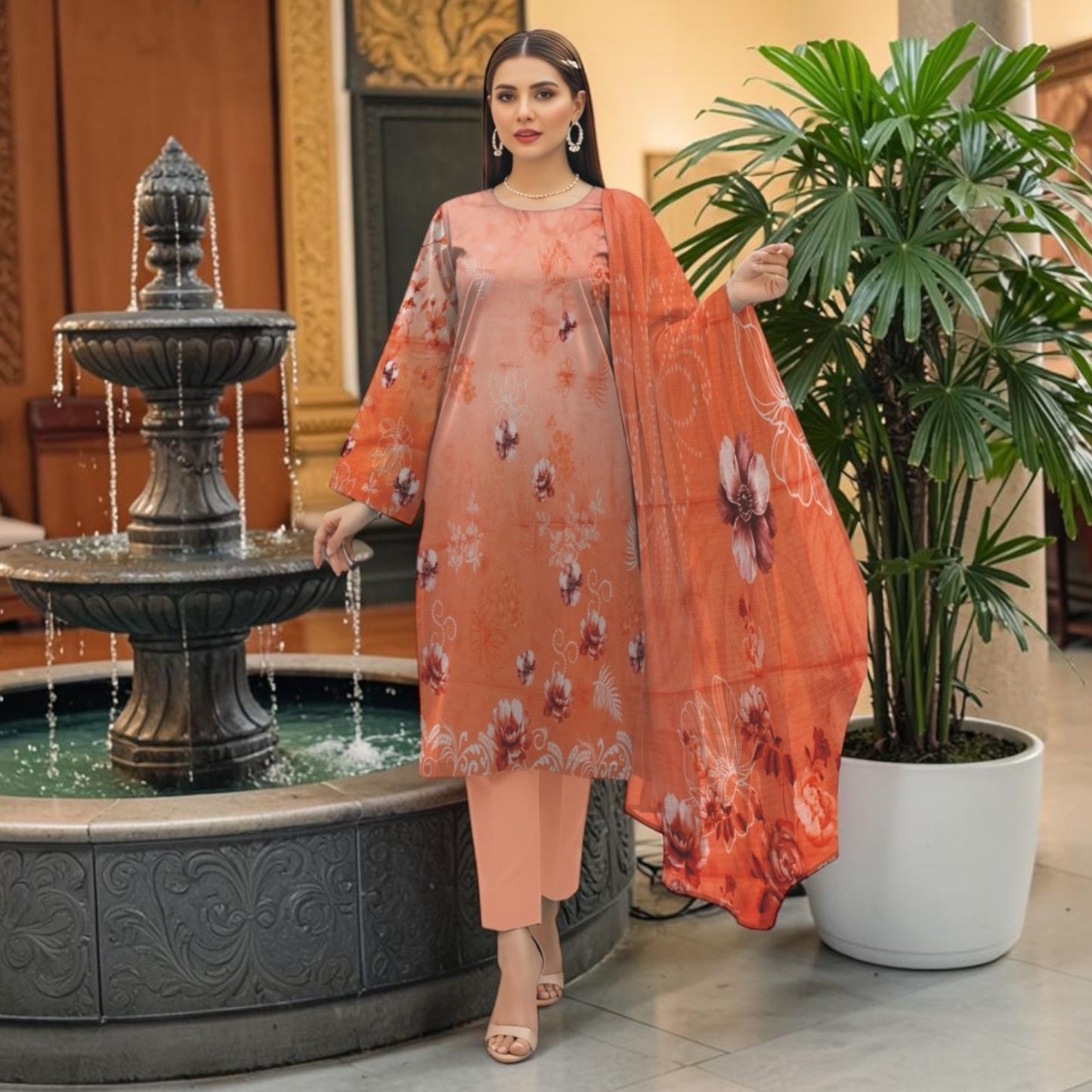 ALKARAM 3 PIECE - ZARI LAWN SUIT - BANA DORIA