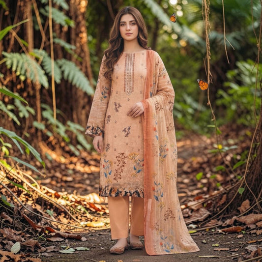 CHARIZMA 3 PIECE - EMBROIDERED FRONT-BAMBER DUPATTA