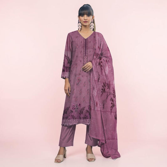 SANA SAFINAZ 3 PIECE - EMBROIDERED FRONT-PRINTED VOIL DUPATTA