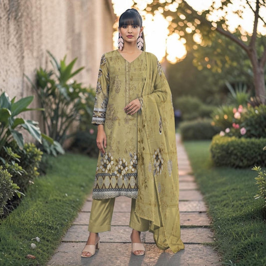 SANA SAFINAZ 3 PIECE - EMBROIDERED FRONT-PRINTED VOIL DUPATTA