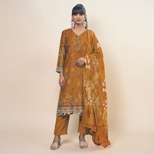 SANA SAFINAZ 3 PIECE - EMBROIDERED FRONT-PRINTED VOIL DUPATTA